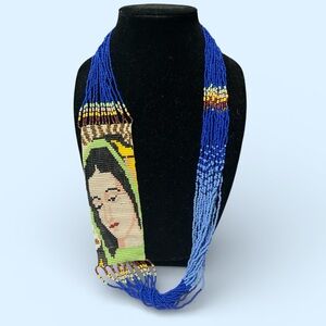 Handmade Mexican Chaquira Multi
Strand Virgin Mary Necklace